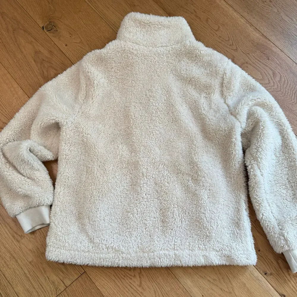 J.Crew Funnel Neck Sherpa Zip Up Jacket Womens XS Ivory Cream Oversized Cozy